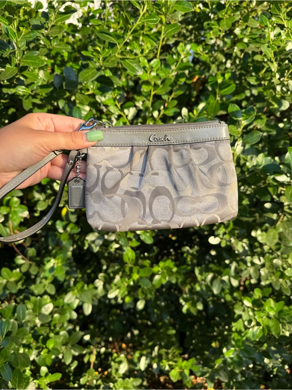 Coach optic Signature Wristlet with Leather Trim